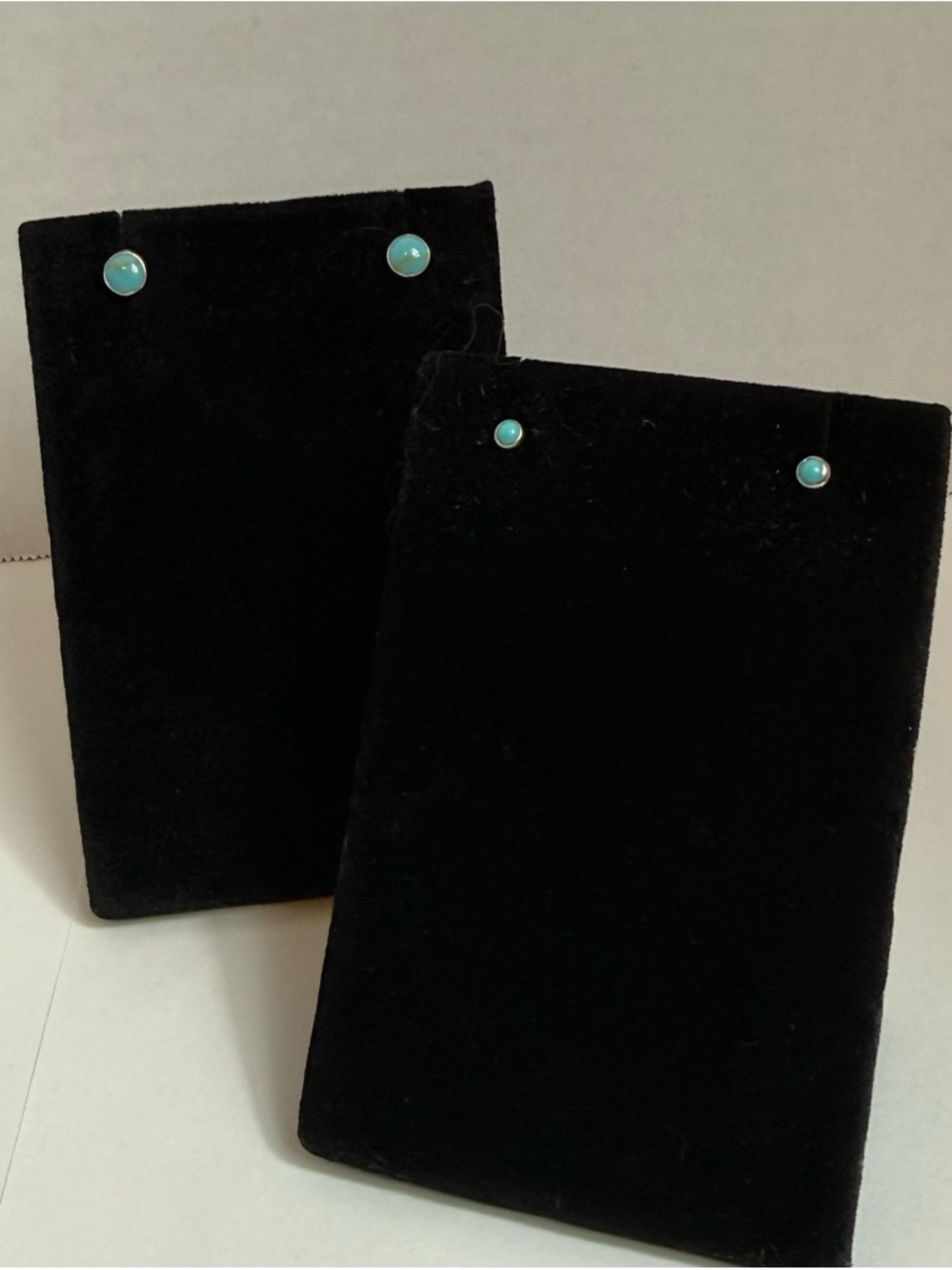 Turquoise & Sterling Silver Stud Earrings Two Pairs 5mm & 3mm